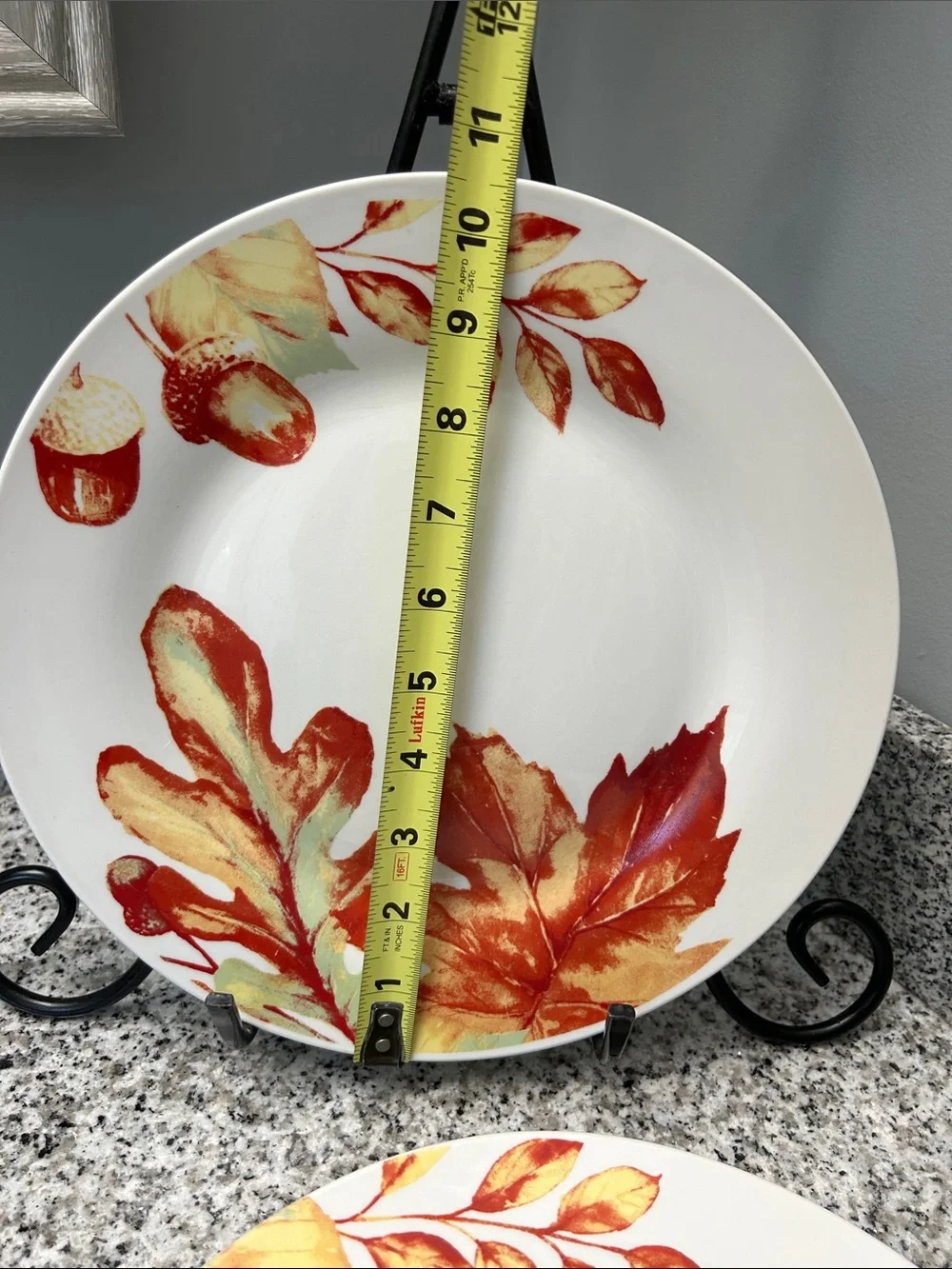 Royal Norfolk White Dinner Plates with Red & Orange Autumn Leaf Design